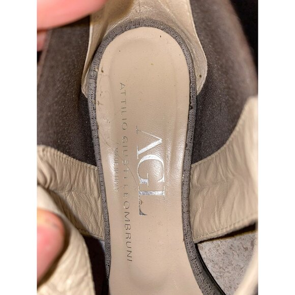 AGL Attilio Giusti Leombruni Womens Sandal Size 37.5 Metallic Gray Leather & Ela - Picture 7 of 8